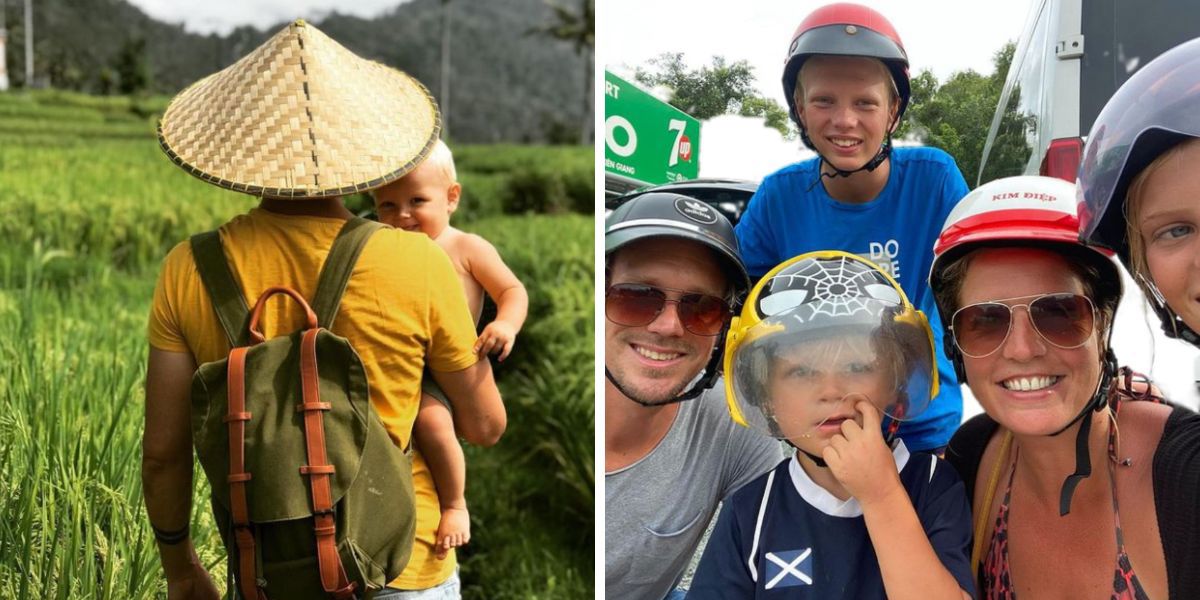 Gezin vrijwilligerswerk in Azie